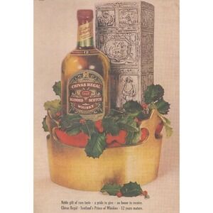 1961 Vintage Print Ad Chivas Regal Scotch Whisky Scotland Prince of Whiskies